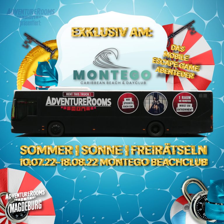 AdventureRooms Bus Mobile Escape Game in Magdeburg am ;Montego Beachclub